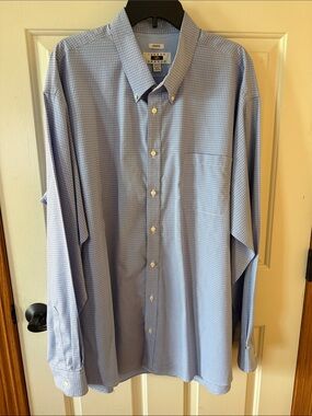 Joseph Abboud Blue Micro-Check Button-Down Dress Shirt